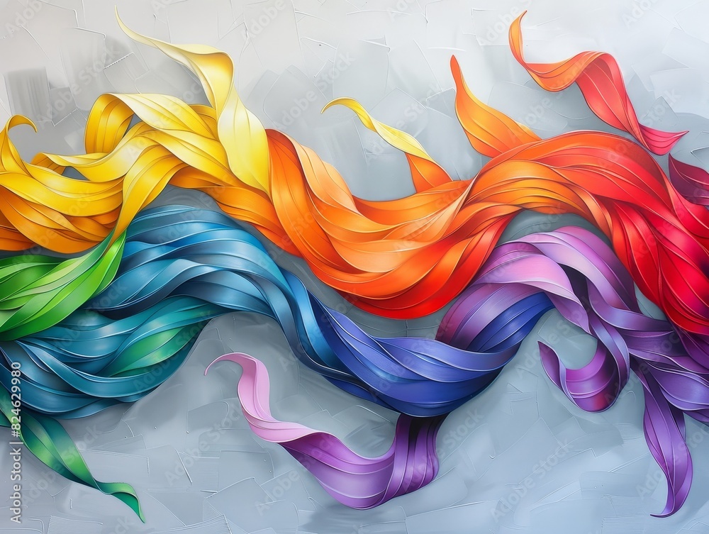 Fototapeta premium An abstract pride-themed illustration with sharp angles evokes energetic motion