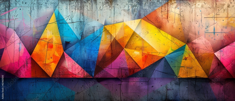 Fototapeta premium The modern lively composition features vibrant pride art with geometric forms, showcasing dynamic creativity