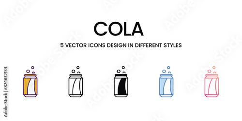 Cola Icons different style vector stock illustration