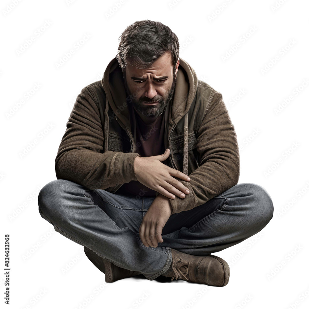 Desperate man isolated on a transparent background Desperate man isolated on a transparent background