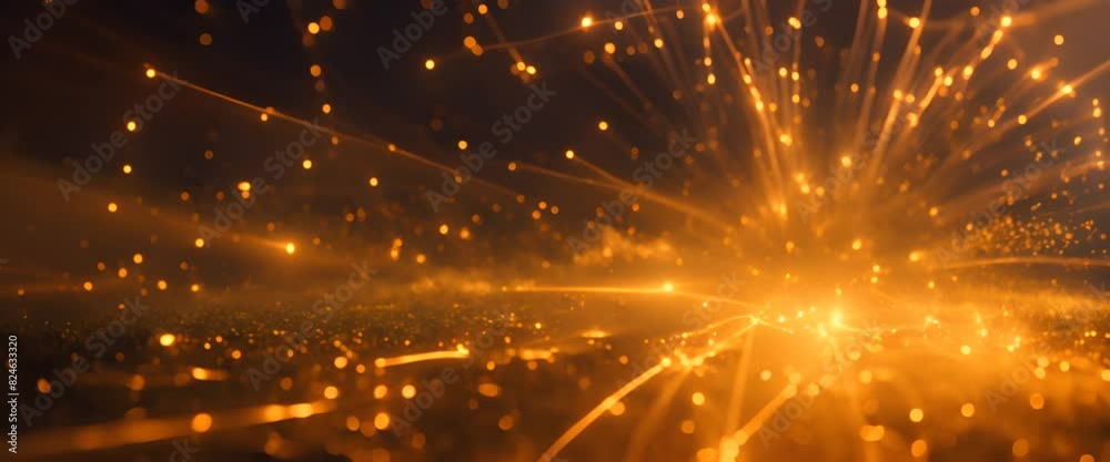 A dazzling gold explosion effect, with shimmering particles bursting outward like fireworks