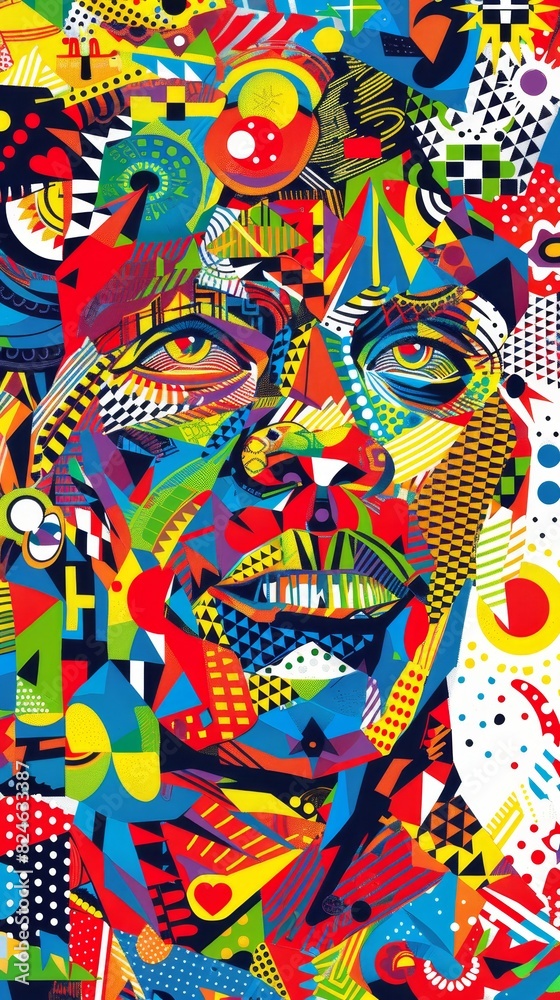 Obraz premium The vibrant pride illustration features geometric patterns and bright hues that captivate the eye