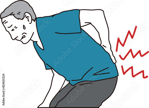 腰を痛めたシニア男性のイラスト