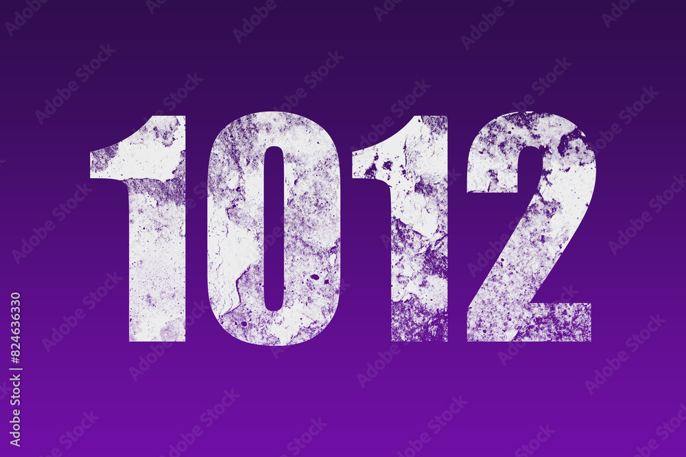 flat white grunge number of 1012 on purple background. flat white grunge number of 1012 on purple background.
