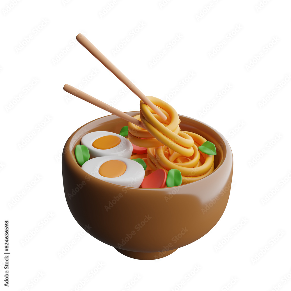noodles and eggs 3d illustration noodles and eggs 3d illustration