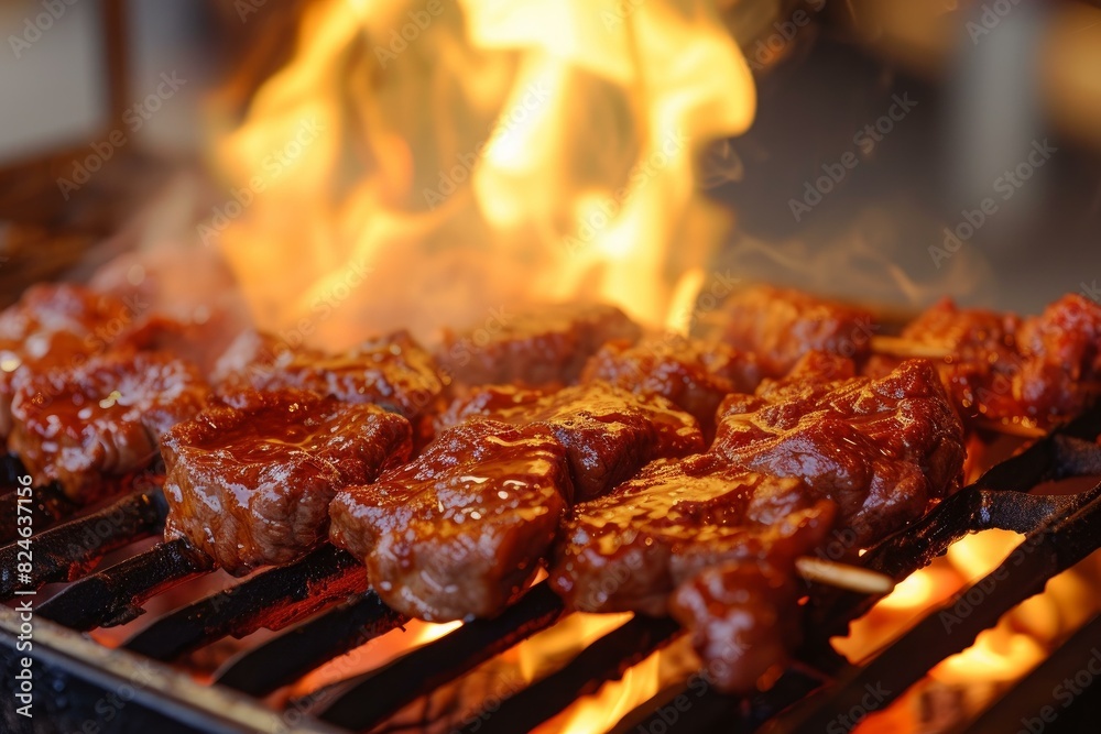 Juicy Barbecue beef burgers fire. Meat cheese. Generate Ai Juicy Barbecue beef burgers fire. Meat cheese. Generate Ai