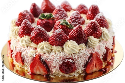 A fresh strawberry cake