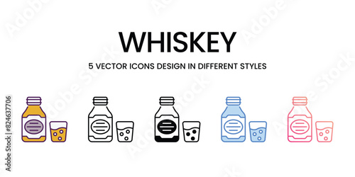 Whiskey Icons different style vector stock illustration