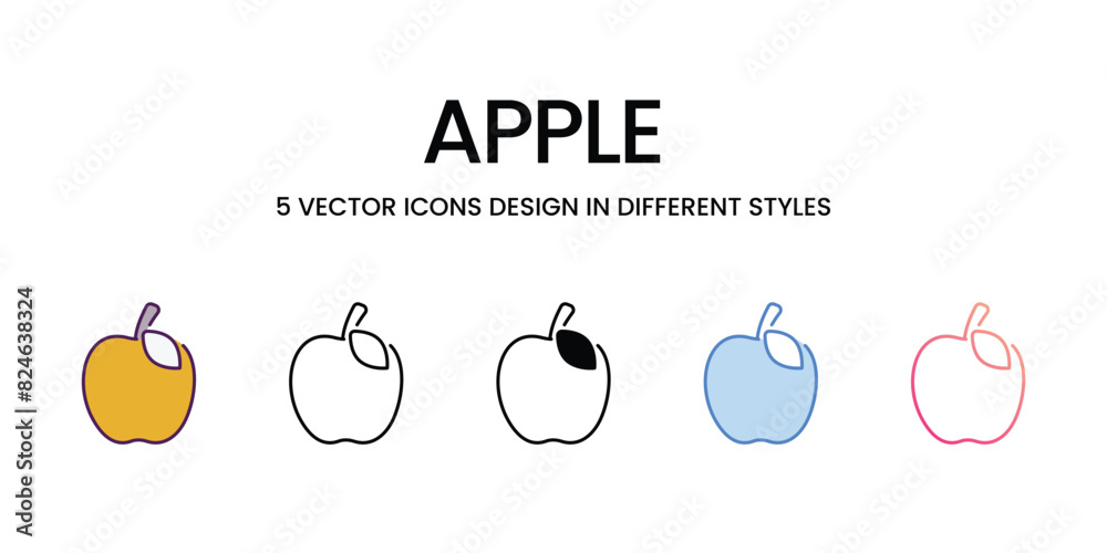Apple  Icons different style vector stock illustration