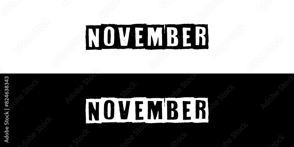 Obraz premium Eleventh month of year November Typography. Editable EPS file.