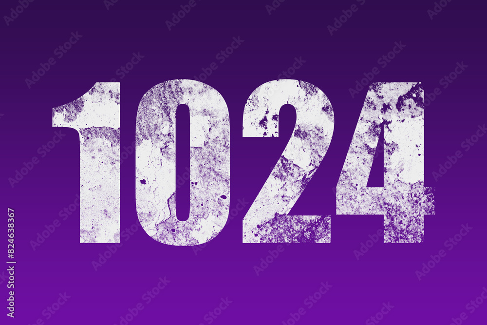 flat white grunge number of 1024 on purple background. flat white grunge number of 1024 on purple background.