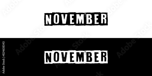 Eleventh month of year November Typography. Editable EPS file.