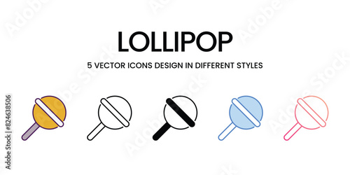 Lollipop Icons different style vector stock illustration