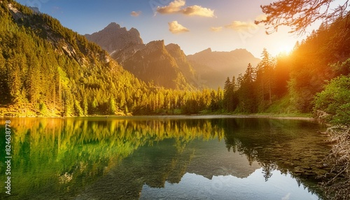 Lakeside Beauty: Majestic Mountains in Summer