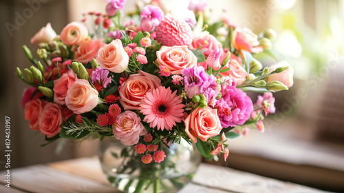 Vase Filled With Pink and Orange Flowers