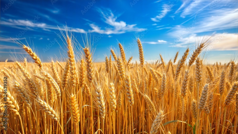 Wheat field under a cloudless blue sky. Wheat field under a cloudless blue sky.