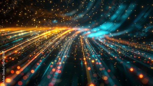 Abstract depiction of highspeed fiber optics with illuminated data streams