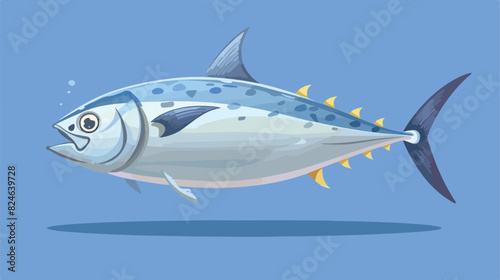 Cartoon tuna icon. Silver fish. Underwater animal Car