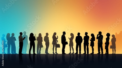 large group of people silhouettes set 4