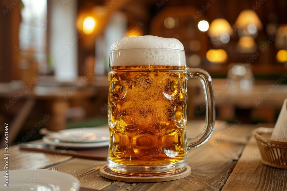 Chilled Beer mug. Foam pint drink. Generate Ai Chilled Beer mug. Foam pint drink. Generate Ai