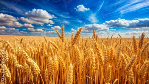 Wheat field under a cloudless blue sky.