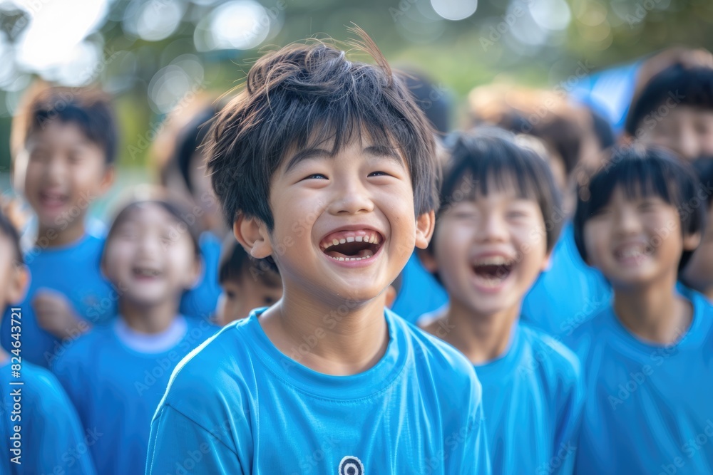 A group of happy elementary school students A group of happy elementary school students