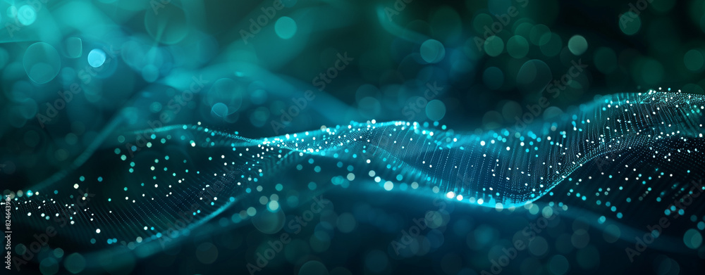 Abstract digital background with glowing blue dots and black lines on ...