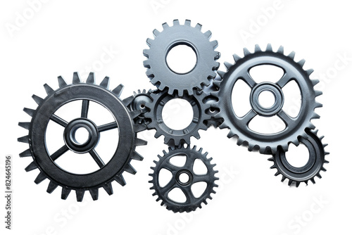 Gears and Cogs in Motion on transparent background