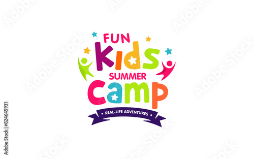 Illustration vector graphic of kid's summer camp adventure logo design template 
