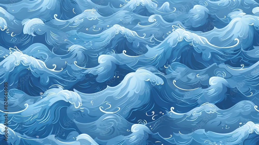 Waves of beautiful blue ocean with seamless pattern background
