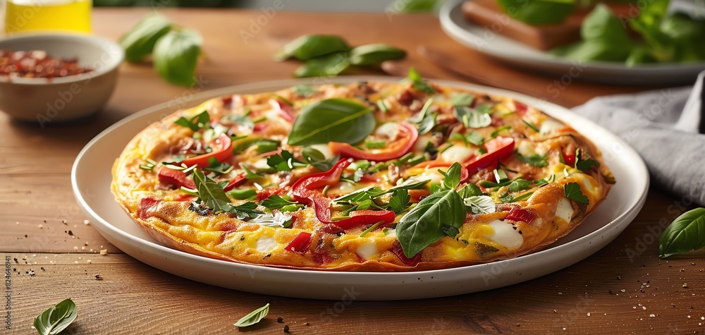 Delicious homemade pizza topped with fresh basil, tomatoes, and mozzarella cheese on a wooden table. Delicious homemade pizza topped with fresh basil, tomatoes, and mozzarella cheese on a wooden table.
