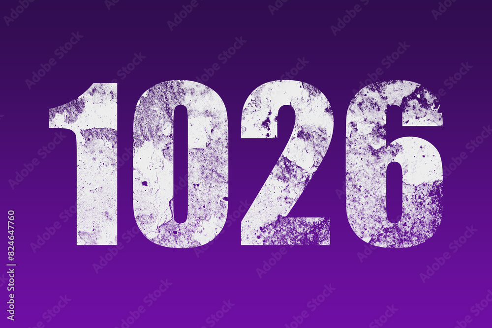 flat white grunge number of 1026 on purple background. flat white grunge number of 1026 on purple background.