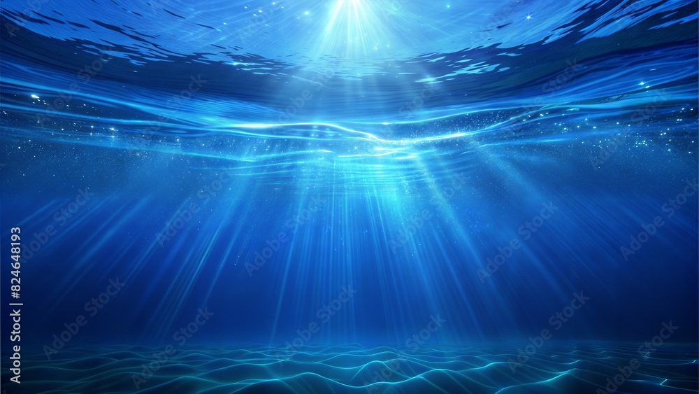 4K blue underwater ocean waves seamless loop animation, light rays pass through the water 4K blue underwater ocean waves seamless loop animation, light rays pass through the water