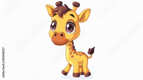 This cute cartoon giraffe modern illustration is isolated on a white background