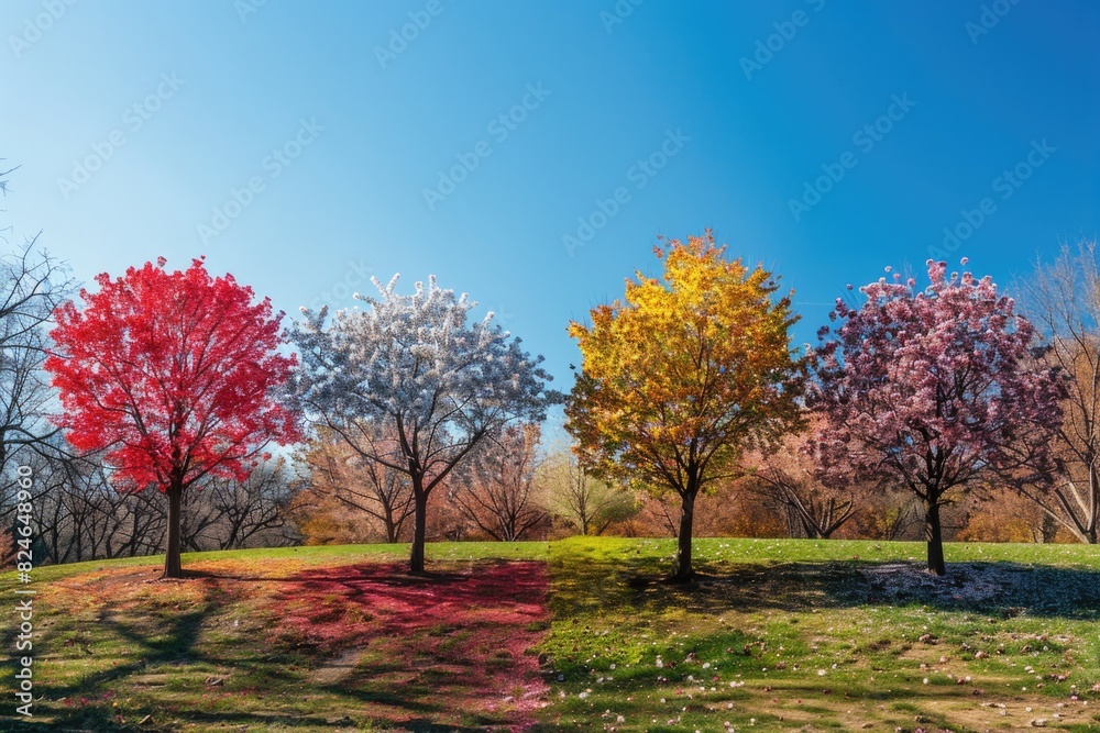 Seasons of Change: Japanese Cherry Trees in Hurd Park Dover NJ, 4 Seasons Landscape
