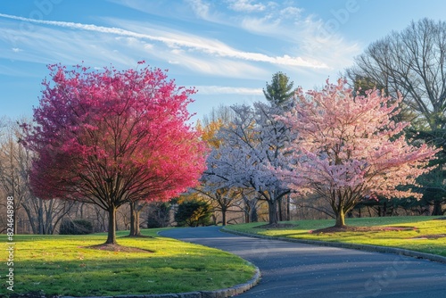 Seasons of Change: Stunning Landscape with Japanese Cherry Trees in Hurd Park, Dover, New Jersey photo