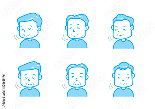 うなずく男性のイラストセット
