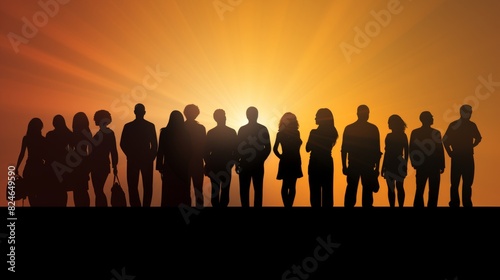 Diverse group of ethnic side view portrait silhouette vector. Different races women profile faces side vector. © Spear