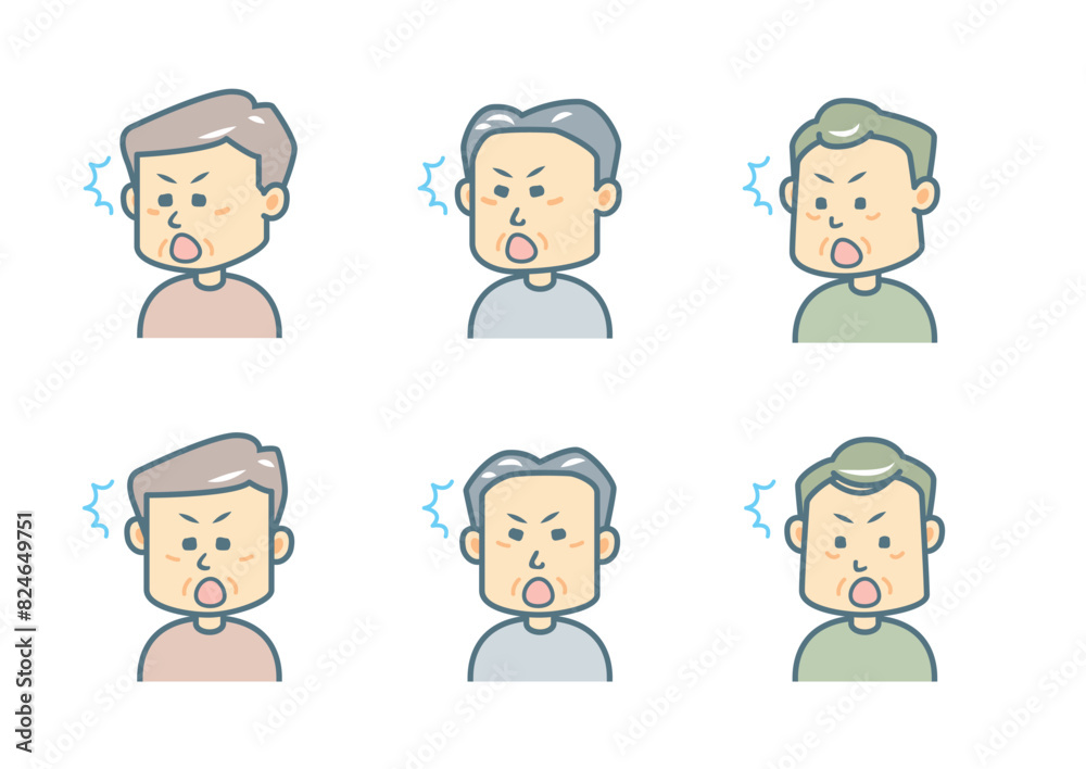 驚く男性のイラストセット
