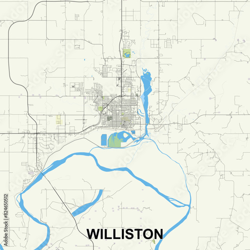 Williston, North Dakota, United States map poster art