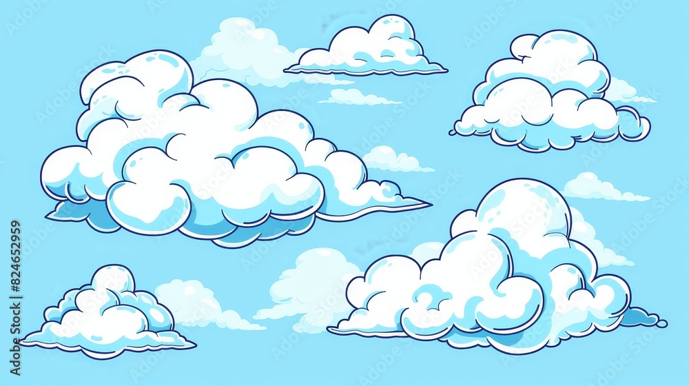 Cartoon cloud modern in line style isolated on a light background. Cartoon cloud modern in line style isolated on a light background.