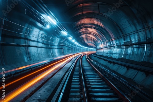 Innovative Glass railway tunnel. Subway station. Generate Ai