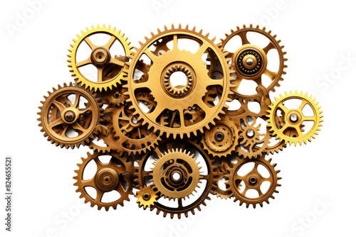 Time Unleashed: A Clockwork Symphony on a White or Clear Surface PNG Transparent Background.