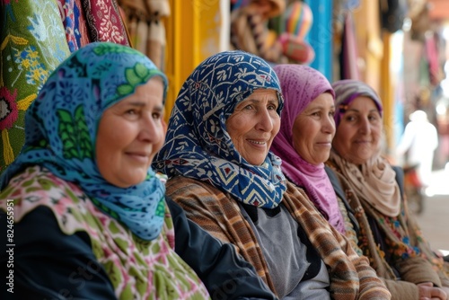 Artistic Berbers women from morocco. Moroccan nomad women with headscarf cloth. Generate ai photo