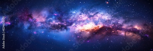 Space. Panorama of the Milky Way Galaxy with Stars and Dust in the Universe