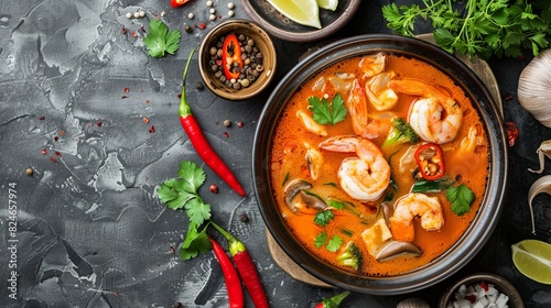 Traditional Thai soup - Tom yam, spicy asian food © Artlana