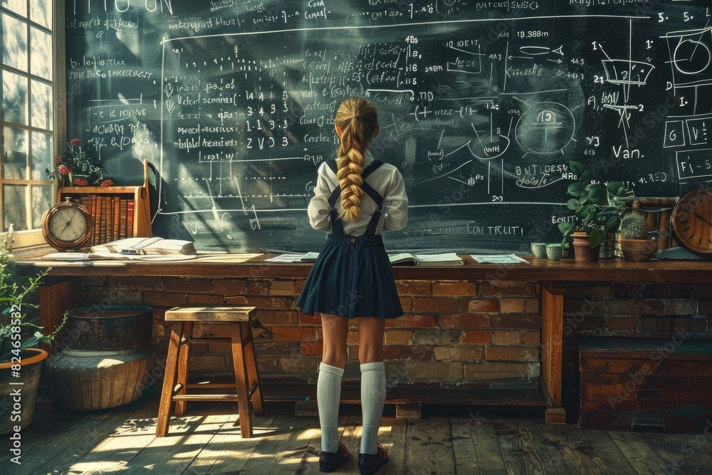 The blackboard in the classroom, teachers and students