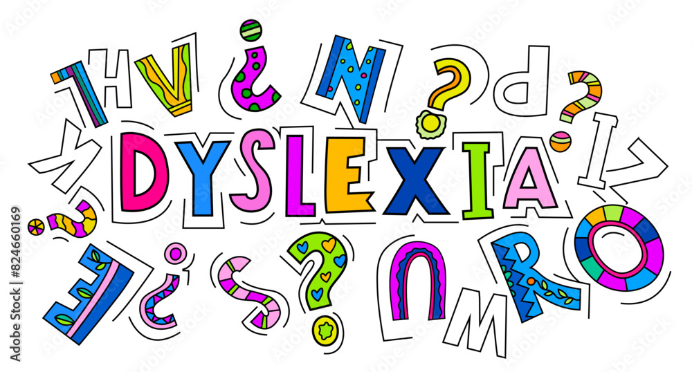 Dyslexia concept. Reading disability web banner. Word recognition difficulty Dyslexia concept. Reading disability web banner. Word recognition difficulty