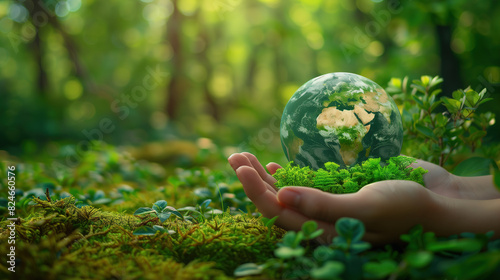 Person Holding Green Globe in Their Hands photo