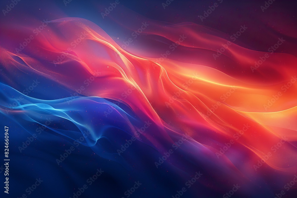 Depicting a  blurred red, blue, and orange colored background